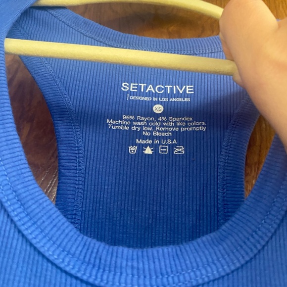 Set Active Basics Blue Ribbed Scoop Tank - XS - Picture 3 of 4